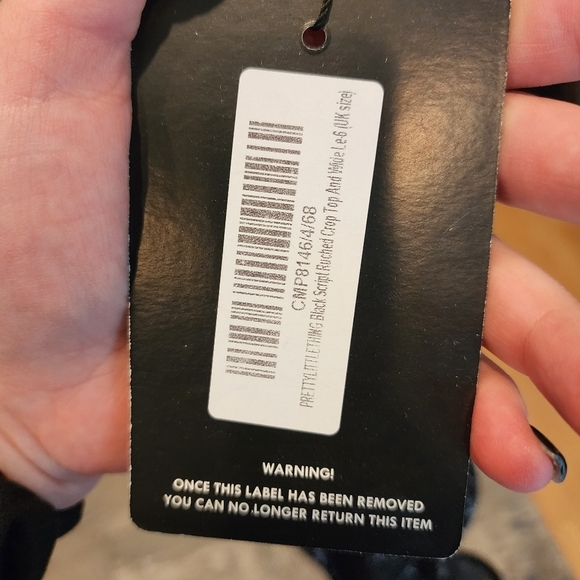 NWT PRETTYLITTLETHING Script Ruched Crop Top And Wide Leg Pj Set Pants - Picture 11 of 17